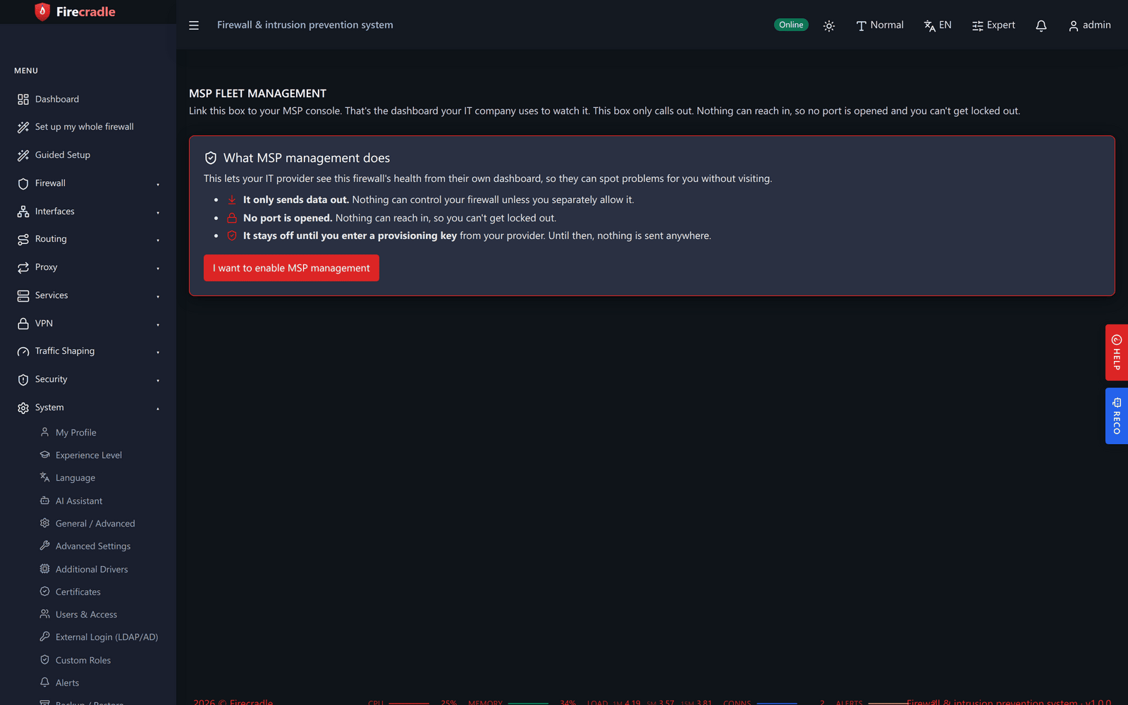 The fleet console listing every managed Firecradle appliance across customer sites